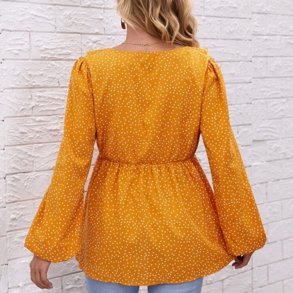 Maternity Polka Dot Ruffle Trim Blouse - Picture 2 of 6